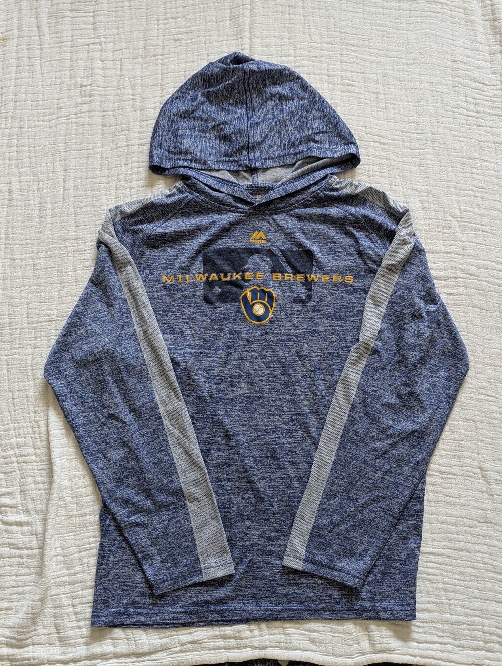 Majestic Blue & Gold Milwaukee Brewers Hooded Long Sleeve